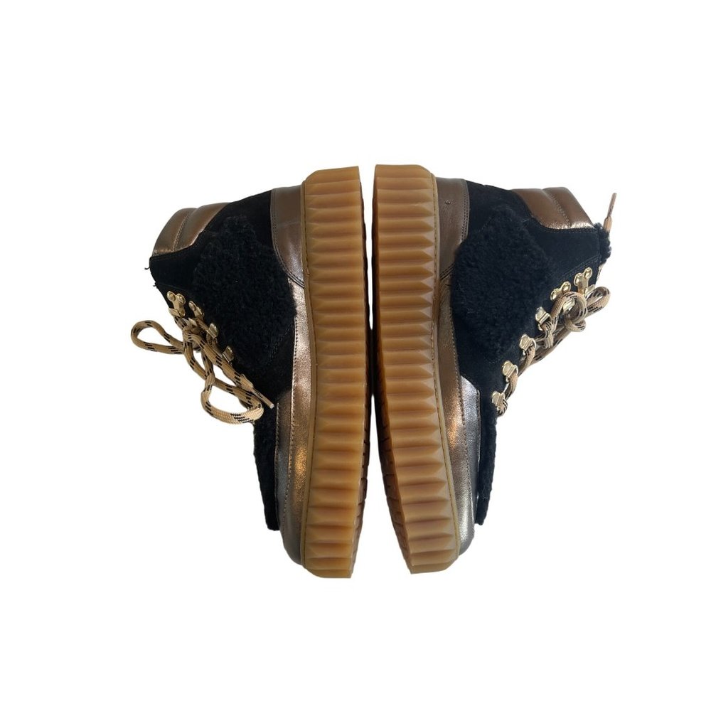 New Voile Blanche Eva Shearling Metallic Leather Womens Hiking Boots Black EU 40 - Picture 4 of 13